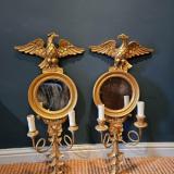 Antique Pair of Mirror Back Wall Sconces at Sturmans Antiques mirrors for sale