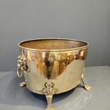 Antique Victorian Brass Log Bin or Planter at Sturmans Antiques brassware for sale
