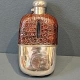 Antique Victorian Silver and Crocodile Skin Hip Flask at Sturmans Antiques silver for sale
