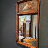 Antique Late Victorian Yew Wood Mirror with Painted Panel at Sturmans Antiques mirror for sale
