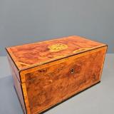 Antique George III Walnut Inlaid Tea Caddy at Sturmans Antiques boxes for sale