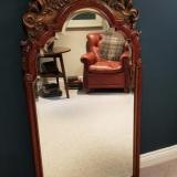 Antique Carved Timber Gilt Pediment Chinoiserie Mirror at Sturmans Antiques Mirror for sale