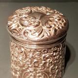 Antique Victorian Embossed Silver Table Jar by William Davenport of Birmingham