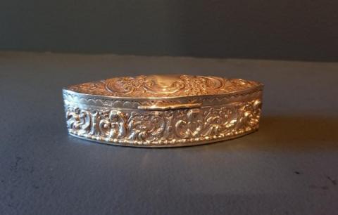 Antique Edwardian Silver Lozenge Shaped Table Box Birmingham