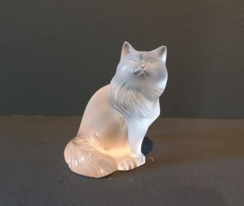 Antique Large Lalique Opalescent Sitting Cat at Sturmans Antiques Lalique for sale