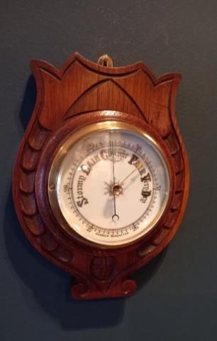 Antique Victorian Solid Oak Aneroid Barometer