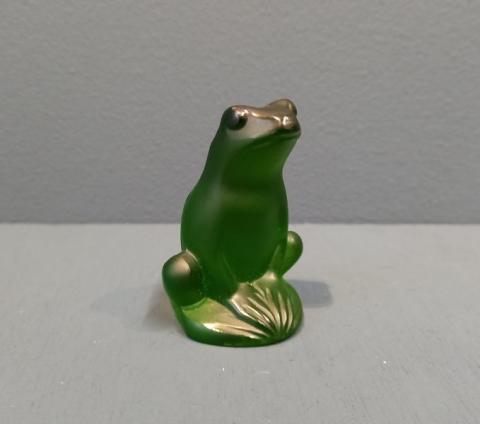 Lalique Dark Green Opalescent Frog at Sturmans Antiques Lalique for sale