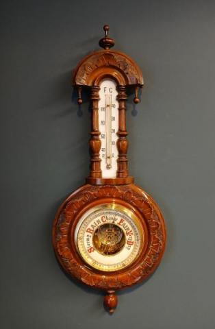 Antique Victorian Walnut Pendant Banjo Barometer