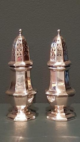 Antique Pair of Late Victorian Solid Silver Peppers by John Round and Sons of Sheffield