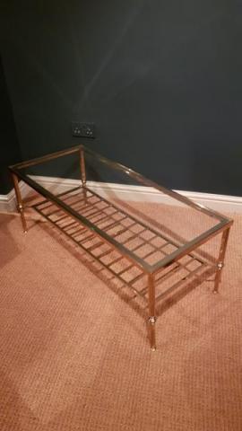 Vintage Stylish 1950's Brass and Glass Coffee Table at Sturmans Antiques