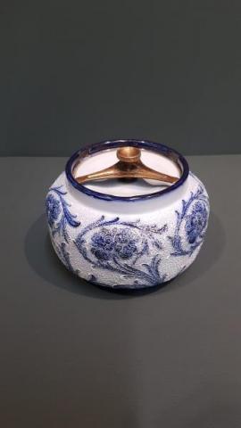 Antique Macintyre Pale Blue Panelled Poppy Humidor Burslem