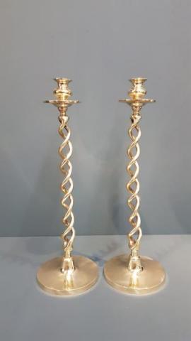 Antique Pair of Large Victorian Brass Candlesticks