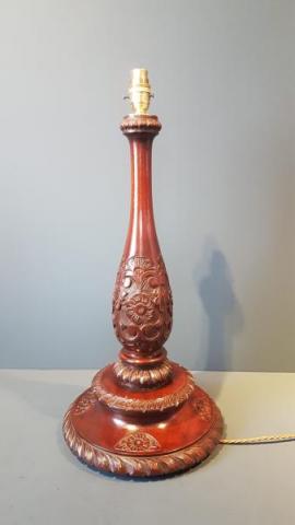Large Antique Edwardian Mahogany Table Lamp at Sturmans Antiques Lamps for sale