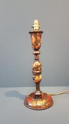 Antique Edwardian Hand Painted Kashmiri Table Lamp