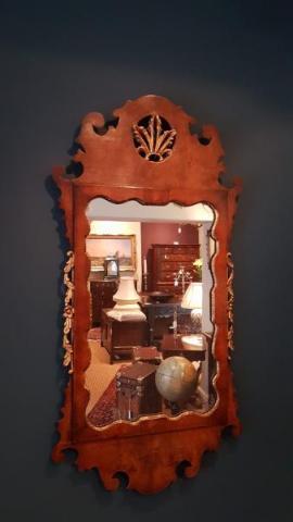 Antique Walnut and Parcel Gilt Mirror at Sturmans Antiques Mirror for sale