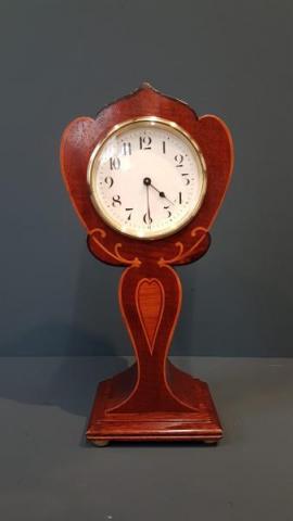 Antique Quality Edwardian Inlaid Mahogany Mantel Clock 