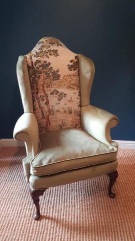 Antique Upholstery Chair Edwardian Wing Back Armchair