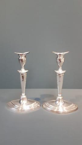 Antique George III Style Silver Candlesticks by Barkers of Birmingham