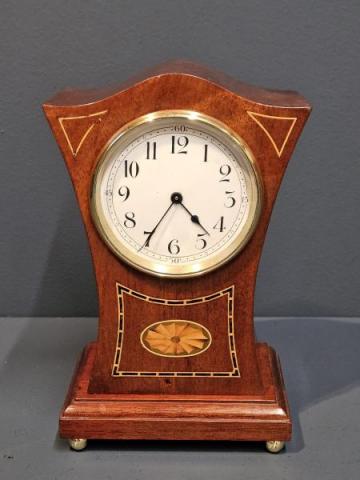 Antique Edwardian Flared Top Inlaid Mantel Clock