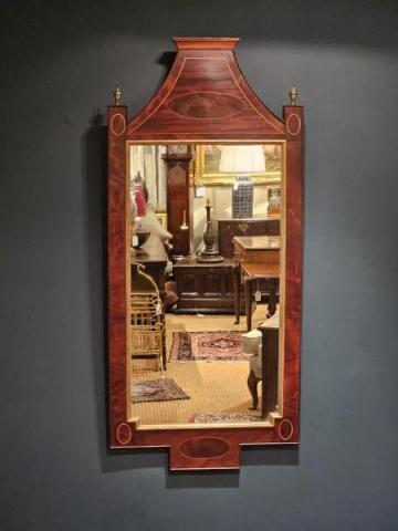 Antique Regency Mahogany Pagoda Top Mirror