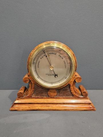 Antique Victorian Oak Desktop Barometer by Lynch and Bateman of Manchester