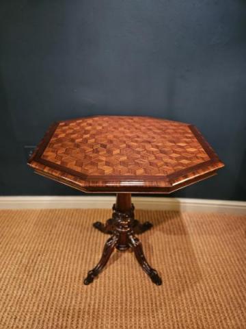 Antique Victorian Parquetry Walnut Snap Top Table