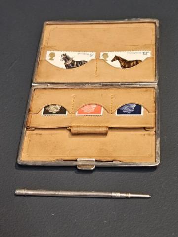 Antique Silver Note and Stamp Case with Pen by Williams Comyns