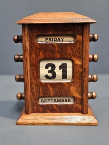 Antique Edwardian Oak Perpetual Desk Calendar