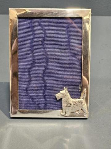 Antique George V Silver Scottie Dog Motif Photo Frame by Sanders and Mackenzie