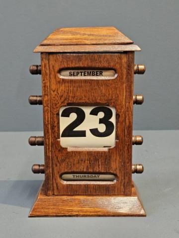 Antique Edwardian Oak Perpetual Desk Calendar