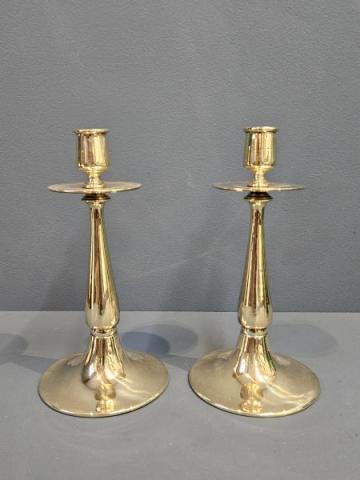 Antique Pair of Solid Brass Art Nouveau Candlesticks