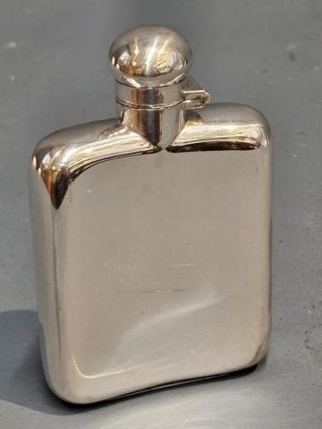 Antique George V Curved Silver Hip Flask by G & J W Hawksley of Sheffield
