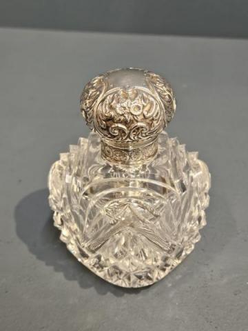 Antique Cut Crystal and Silver Scent Bottle by John Grinsell and Son's of Birmingham