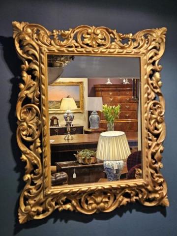 Antique Victorian Timber Gilt Florentine Mirror