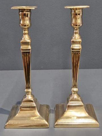 Antique Pair of George III Brass Candlesticks