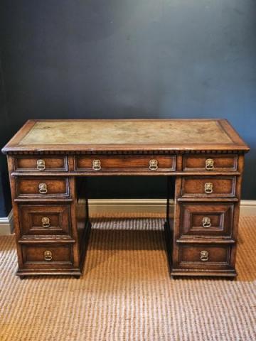 Antique Oak Pedestal Desk