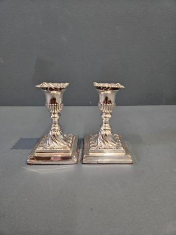 Antique Matching Pair of Victorian Silver Candlesticks by Hawksworth & Eyre of Sheffield