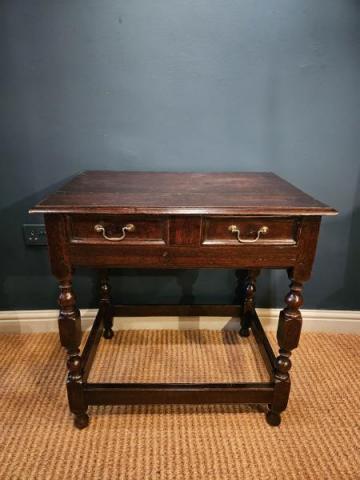 Antique Georgian Period Oak Single Drawer Side Table