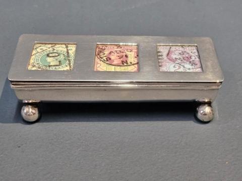Antique Silver Triple Stamp Box by Levi & Salaman of Birmingham