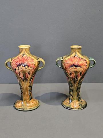 Antique Pair of McIntyre Moorcroft Cornflower Vases