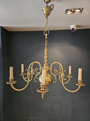 Antique Edwardian Six Arm Chandelier