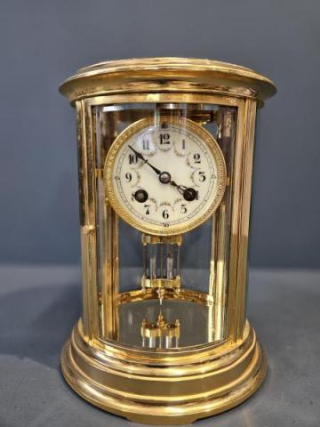 Antique Victorian Gilt Brass Four Glass Mantel Clock by maker Richard & Co of Paris