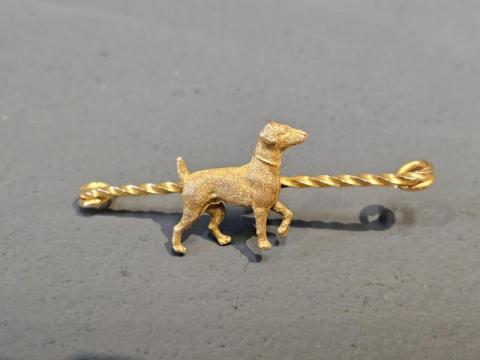 Antique Victorian 9ct Gold Terrier Tie Bar