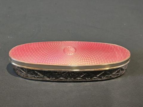 Antique George V Silver and Enamel Table Jar of Birmingham