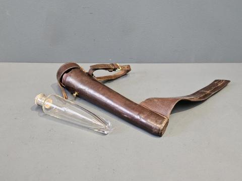 Antique Hukin & Heath Silver Topped Hunting Flask and Leather Case