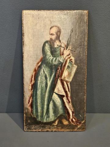 Antique Victorian Oil on Canvas Icon of an Apostle
