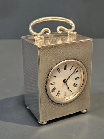 Antique Engine Turned Silver Carriage Clock by George Neal of London