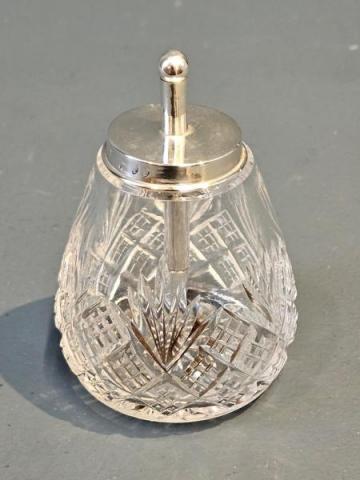Antique Silver and Crystal Glue Pot