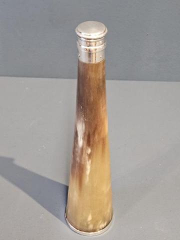 Antique Victorian Horn and Silver Hunting Flask