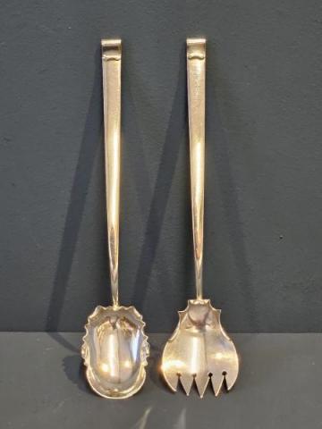 Antique Christopher Dresser Design Silver Salad Servers by Heath & Middleton of Birmingham